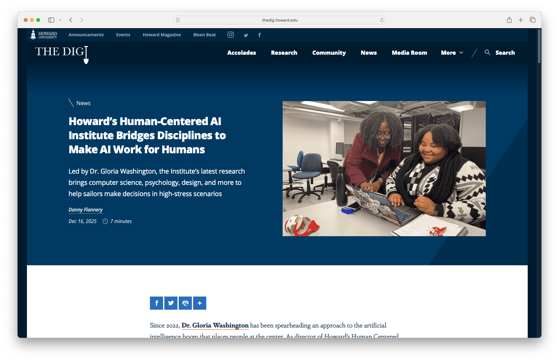 Howard’s Human-Centered AI Institute Bridges Disciplines to Make AI Work for Humans